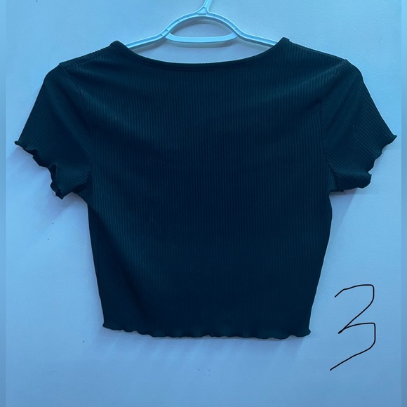 3 Shein Ribbed Crop Top Bundle! 2 Light Blue, 1 Black - Picture 8 of 9